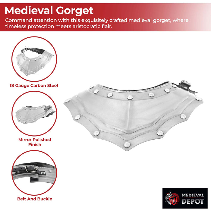 Renaissance Elegance Steel Gorget Neck Armor Refined