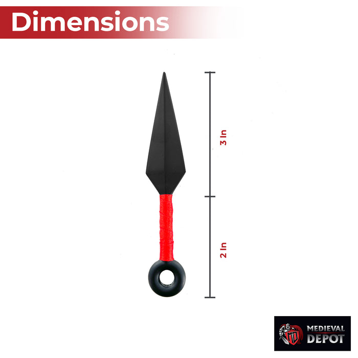 Shadow Strike Trio Red-Wrapped Mini Kunai Throwing Knives Set with Belt Pouch