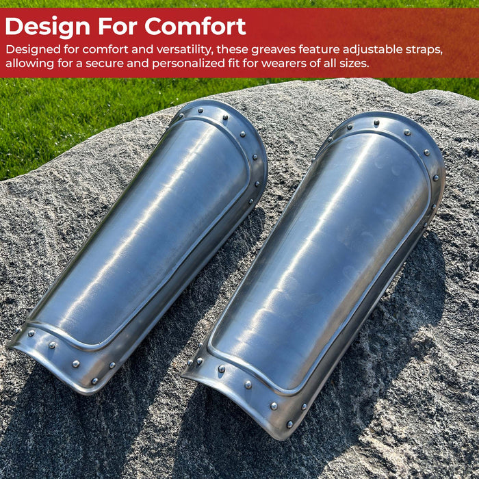 Sleek in Steel Medieval Greaves Leg Armor