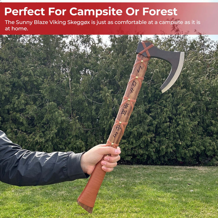 Sunny Blaze Hand Forged Functional Outdoor Viking Bearded Axe Skeggøx