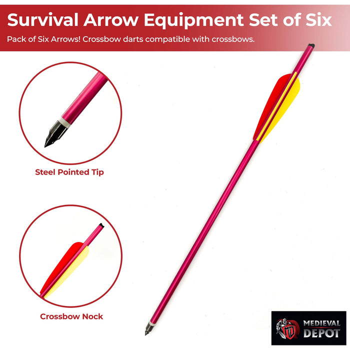 Survival Arrow Equipment Aluminum Red 16 Inch Set of Six