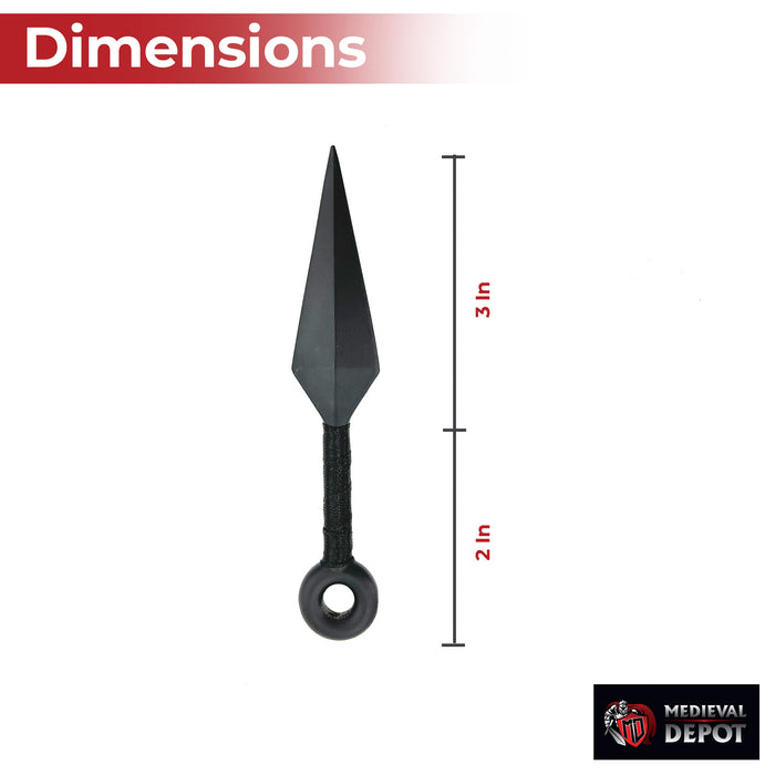 Shadow Strike Trio Black Wrapped Mini Kunai Throwing Knives Set with Belt Pouch