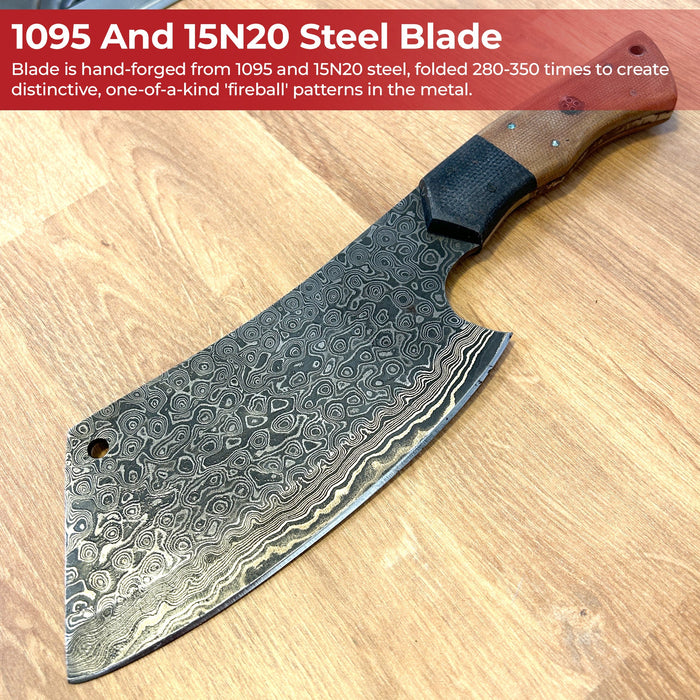 Supper Time Fireball Damascus Cleaver