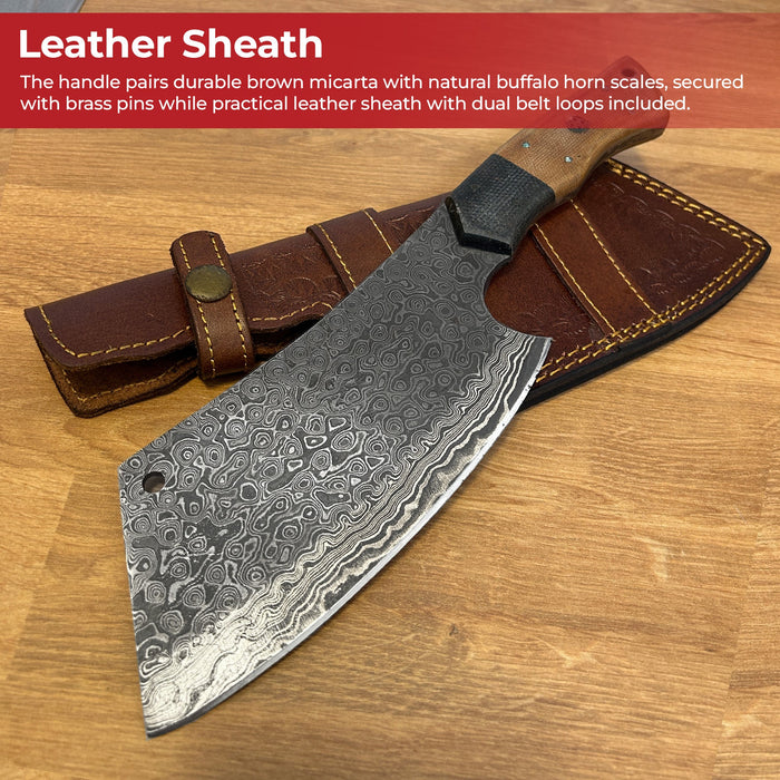 Supper Time Fireball Damascus Cleaver