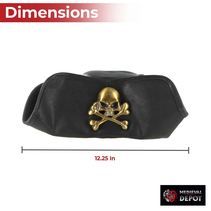 Terror at Sea Leather Jolly Roger Tricorne Hat