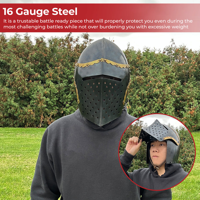 The Cursed Black Knight Functional Medieval Helmet Armor