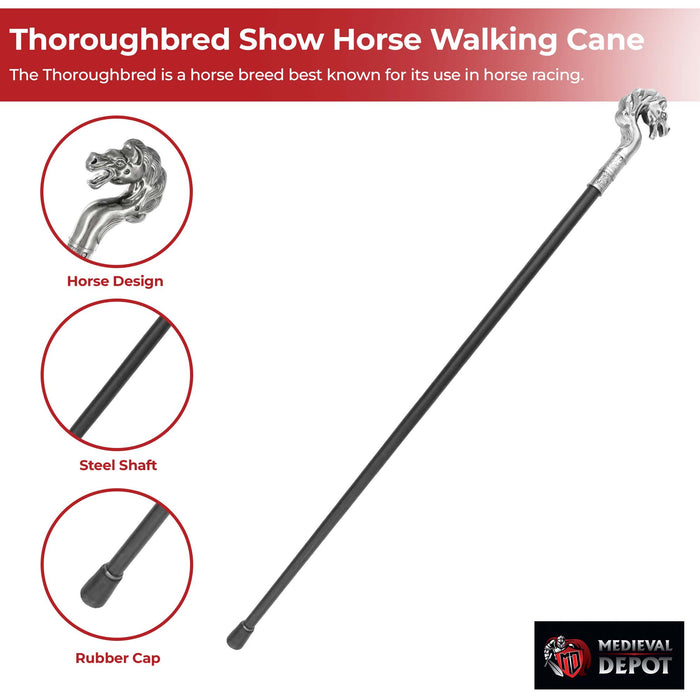 Thoroughbred Show Horse Walking Cane