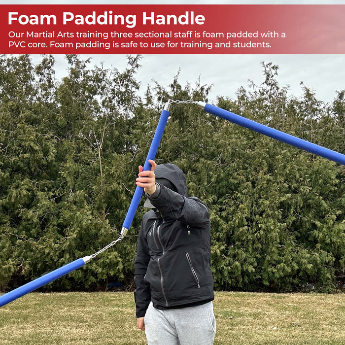 Three Sectional Staff Training Foam Padded Blue