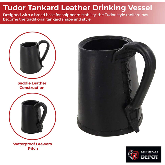 Tudor Tankard Leather Drinking Vessel