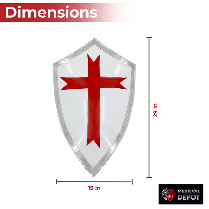 Templar Knights Heater Shield with Cross
