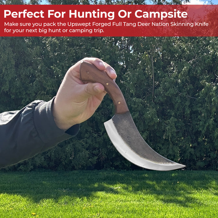 Upswept Forged Full Tang Deer Nation Skinning Knife