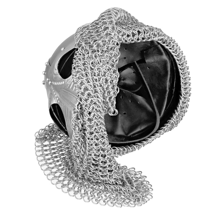 Vandals Wrath Forged Steel Gothic Helmet with Chainmail Defense