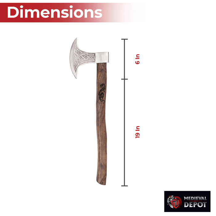 Viking Dragon Slayer Norse Dane Battle Axe | Engraved Handle