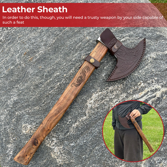Viking Dragon Slayer Norse Dane Battle Axe | Engraved Handle