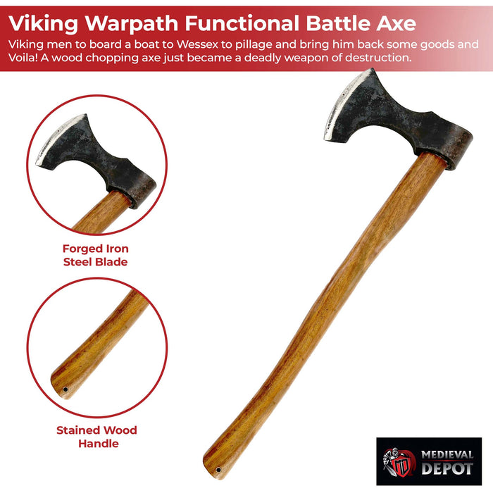 Viking Warpath Functional Battle Axe