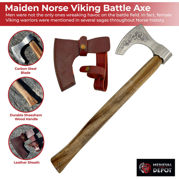 Warrior Shield Maiden Norse Viking Battle Axe | Plain Handle