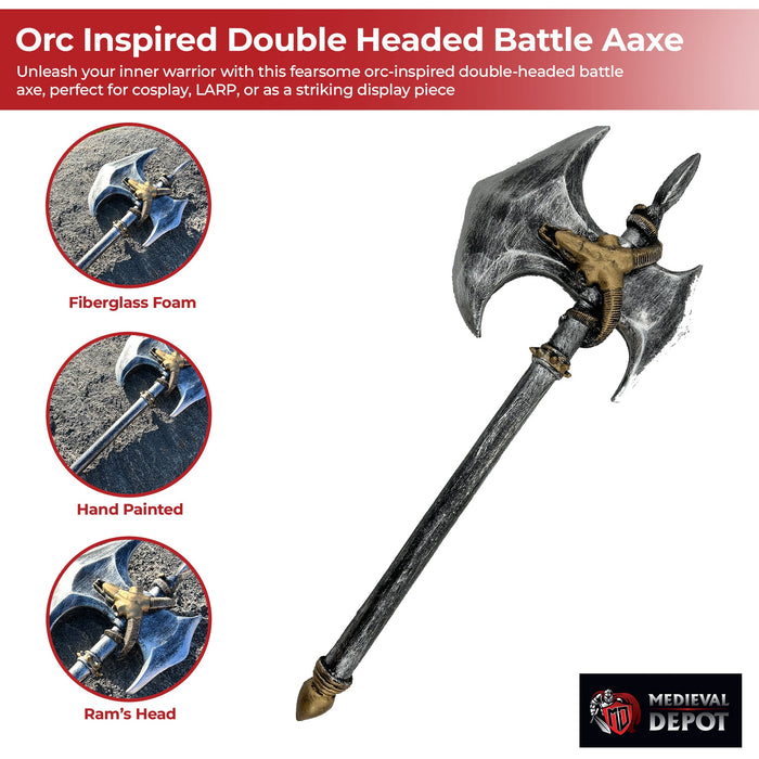 WOW Orc Inspired Double Headed Foam Battle Axe