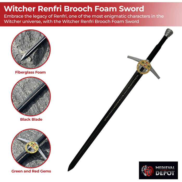 Witcher Renfri Brooch Foam Sword Black Blade Edition