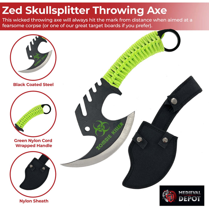 Zed Skullsplitter Throwing Axe - Green