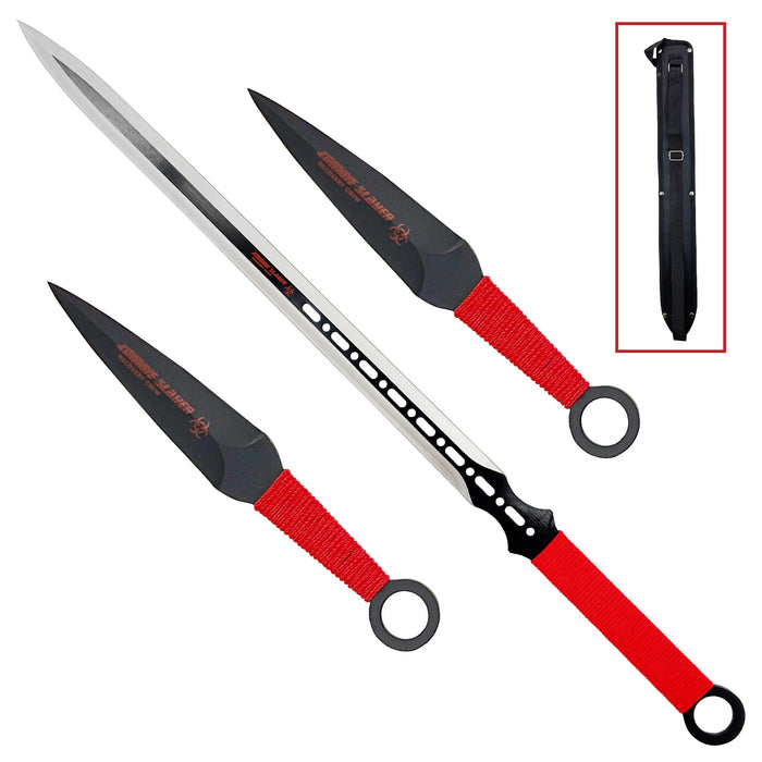 Zombie Slayer Recovery Crew Ninja Machete And Throwing Knife Set
