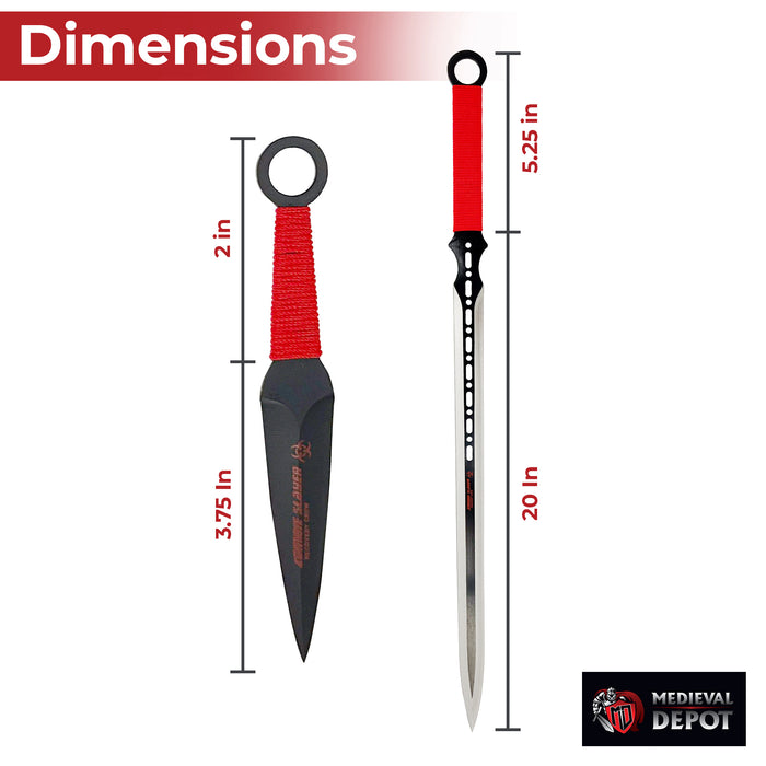 Zombie Slayer Recovery Crew Ninja Machete And Throwing Knife Set