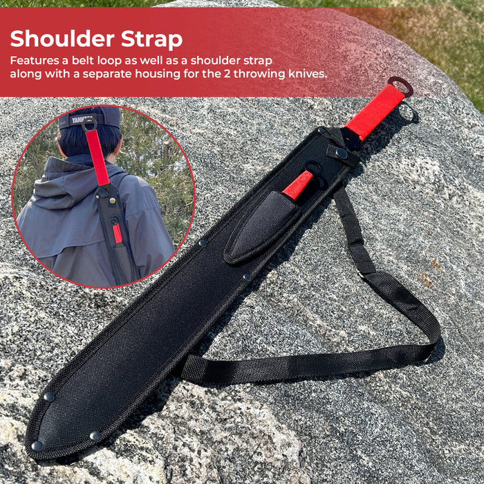 Zombie Slayer Recovery Crew Ninja Machete And Throwing Knife Set