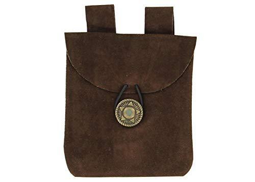 Medieval Renaissance Leather Brown Suede Pouch - Medieval Depot