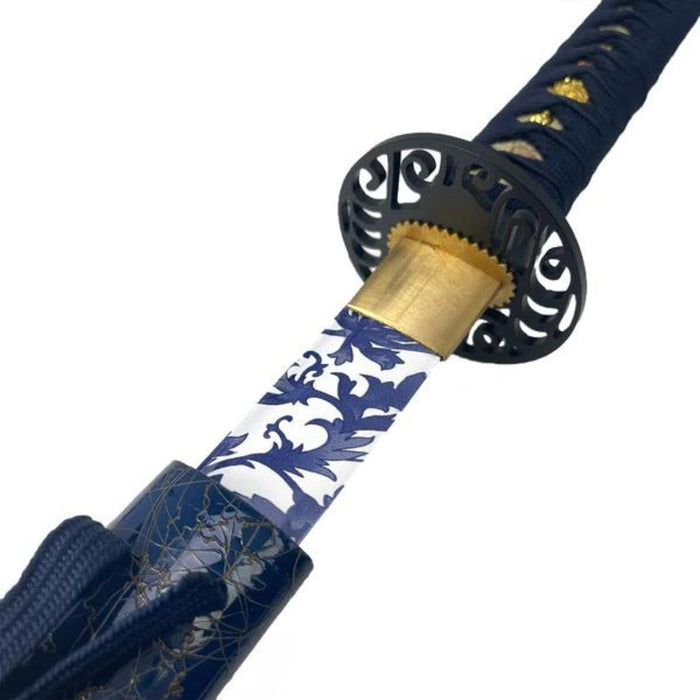 Frost Bloom Porcelain Blue Hand Forged Katana