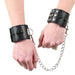 Deep Black Leather & Steel Wrist Restraints - Medieval Depot