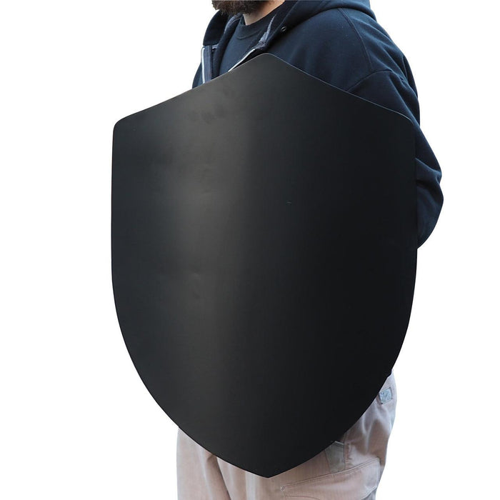 14th Century Four Point Functional Steel Matte Black Medieval Battle Shield - Medieval Depot
