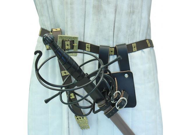 First Crusade Holy War Black Leather Sword Frog - Medieval Depot