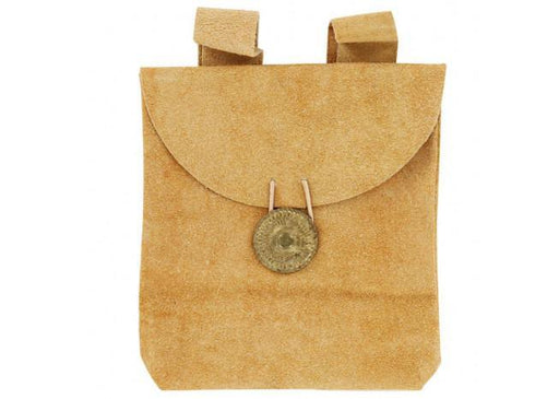 Medieval Golden Suede Leather Pouch - Medieval Depot