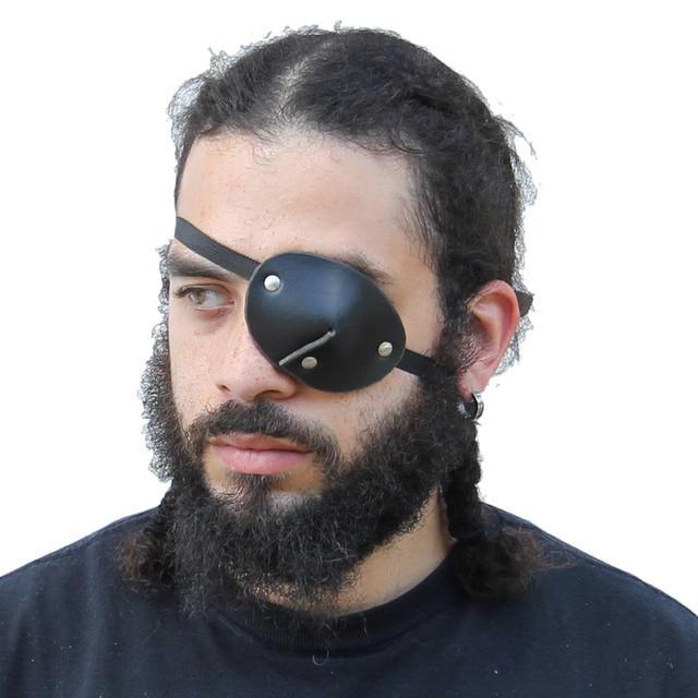 Leather Handmade Dark as Night Pirate Eye Patch - Medieval Depot
