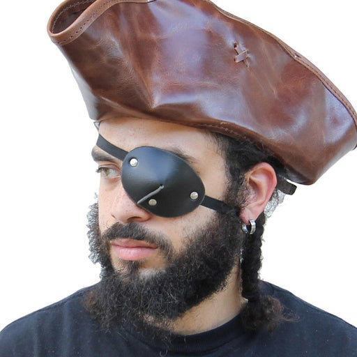 Leather Handmade Dark as Night Pirate Eye Patch - Medieval Depot