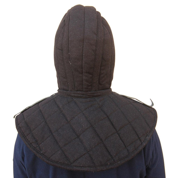 Cotton Padded Collar Armor And Cap Black - Medieval Depot