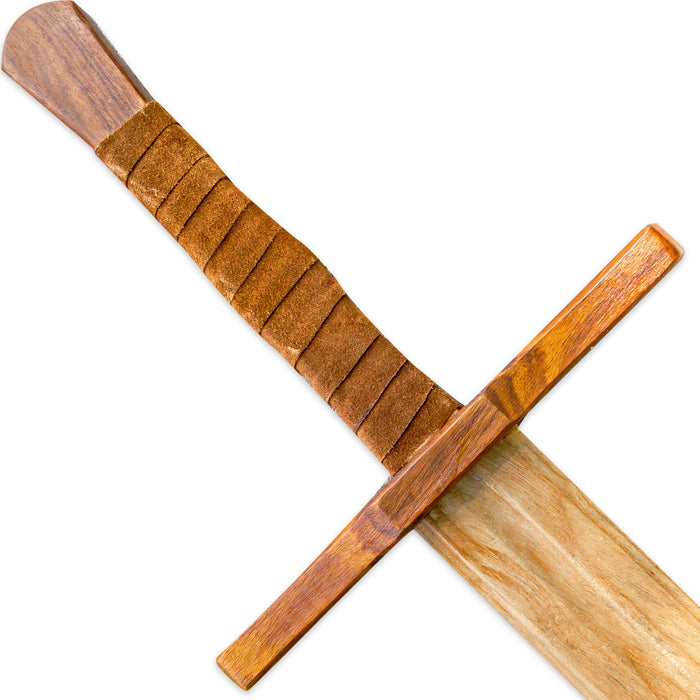 Knightly Wooden Practice Sword with Leather Wrapped Handle