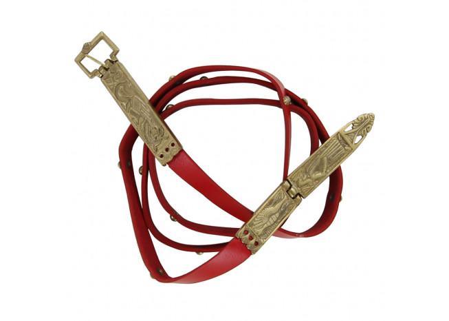 Medieval Lady in Red Leather Belt - Medieval Depot