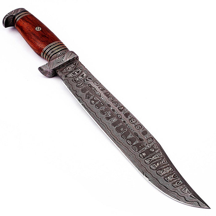 Hunt for Life Bayou Dweller Damascus Steel Bowie Hunting Knife - Medieval Depot
