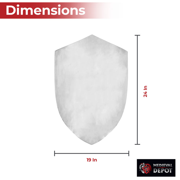 14th Century Four Point Functional Polished Steel Medieval Battle Shield
