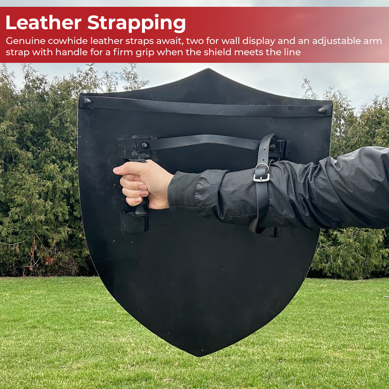 14th Century Four Point Functional Polished Steel Medieval Battle Shield