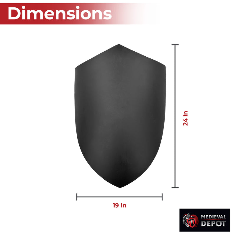 14th Century Four Point Functional Steel Matte Black Medieval Battle Shield