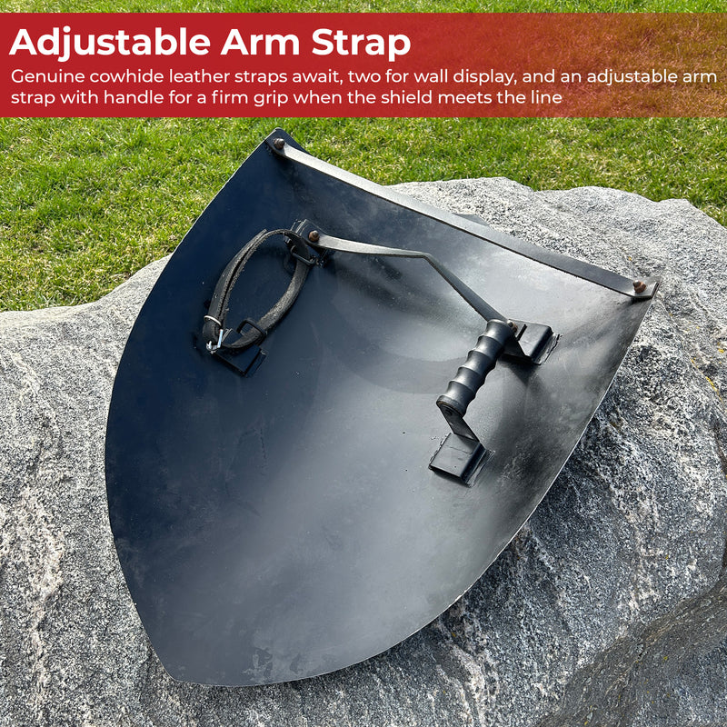 14th Century Four Point Functional Steel Matte Black Medieval Battle Shield