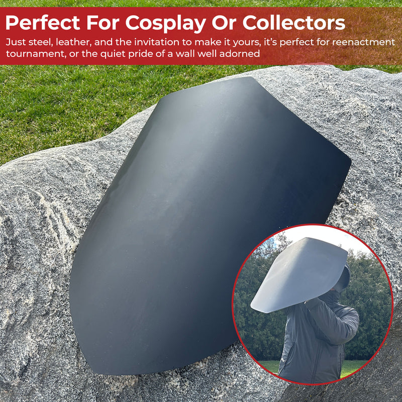 14th Century Four Point Functional Steel Matte Black Medieval Battle Shield
