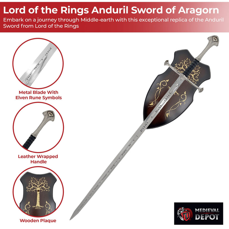 Lord of the Rings Anduril Sword of Aragorn with Wall Plaque