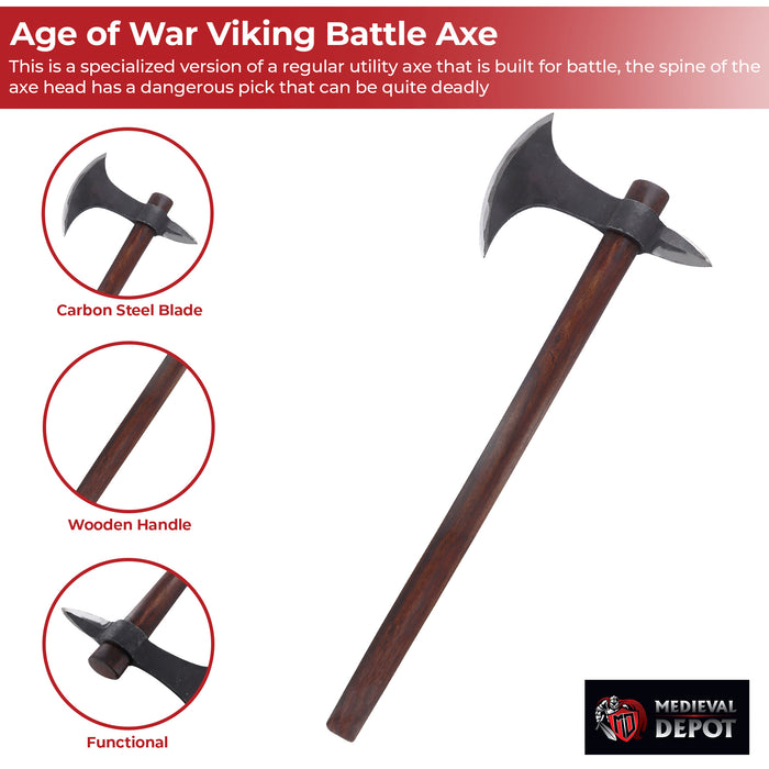 Age of War Fully Functional Medieval Viking Battle Axe