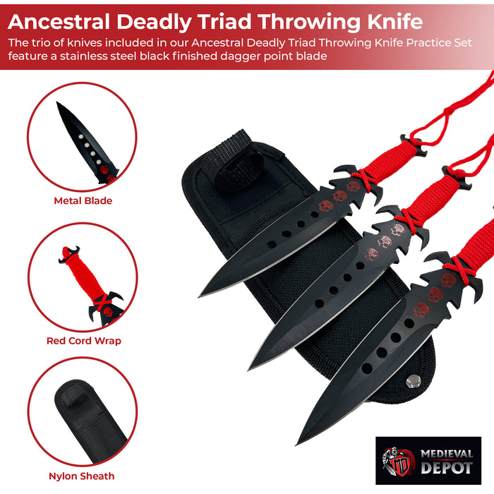 Ancestral Deadly Triad Throwing Knife Practice Set