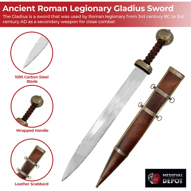 Ancient Roman Legionary Gladius Sword with Scabbard
