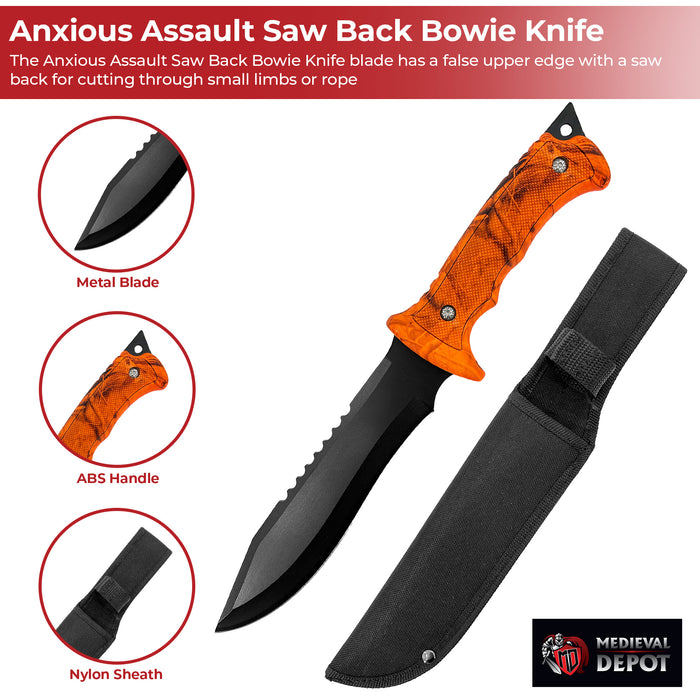 Anxious Assault Saw Back Bowie Knife