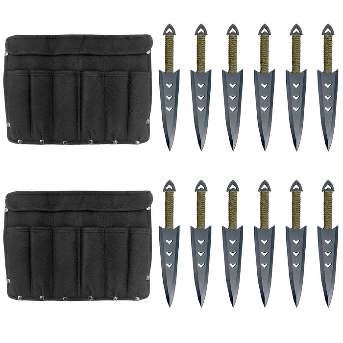 Apache Warrior Arrowhead 12-Piece Throwing Knife Set