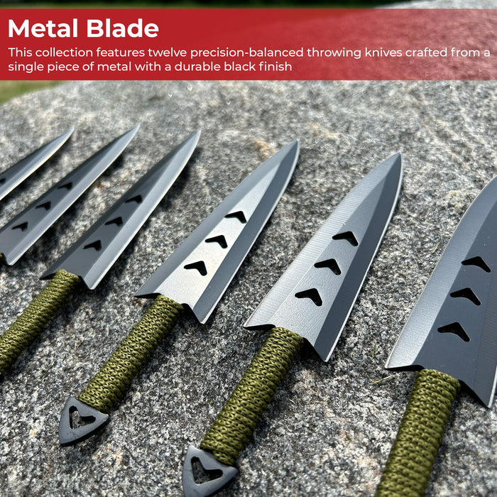 Apache Warrior Arrowhead 12-Piece Throwing Knife Set